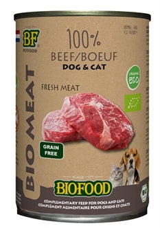 BF PETFOOD ORGANIC HOND 100% RUND BLIK 12X400 GR